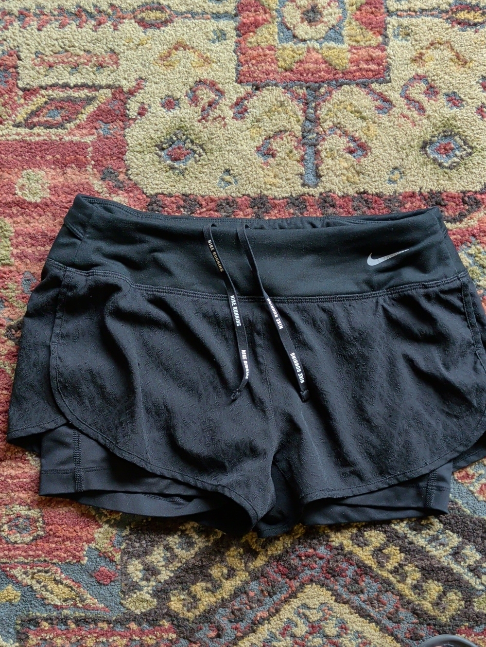 Nike Black Women's Layered Athletic Shorts with Drawstring